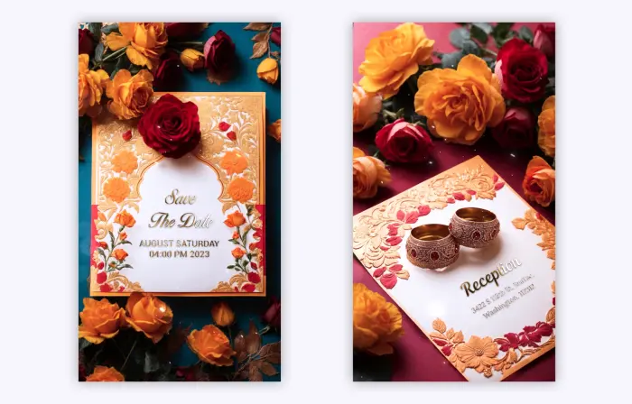 Floral 3D Design Wedding Invitation Insta Story